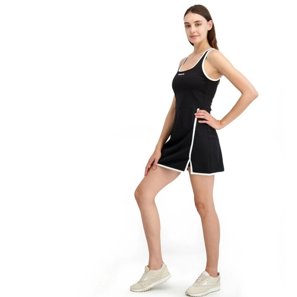 Reebok Womens Black Tennis Dress with‎ White Trim Sleeveless Athletic Style
